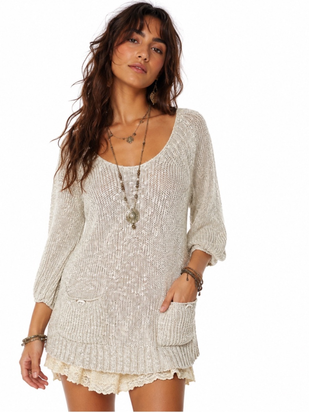 Free People Tunic Gray Sweater Dress